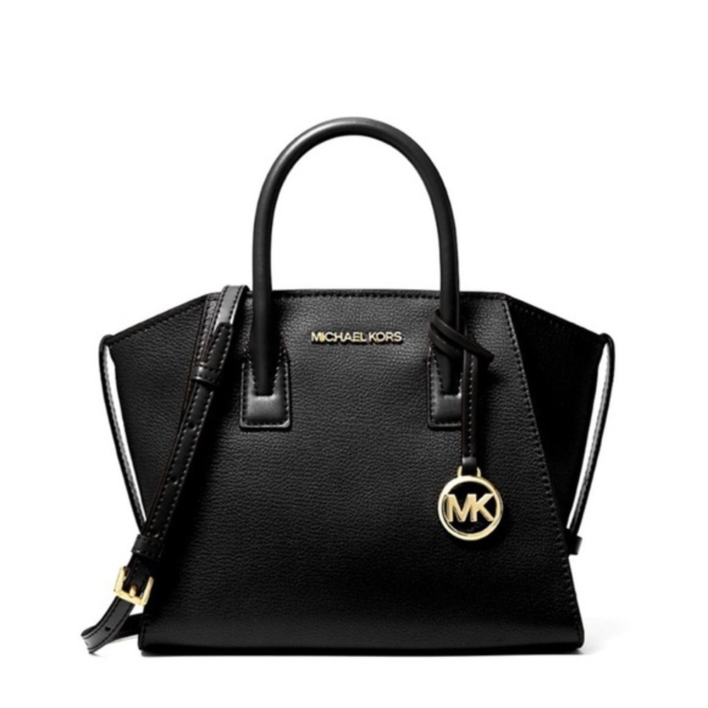 Michael Kors Avril Small Leather Top-Zip Satchel Crossbody Black